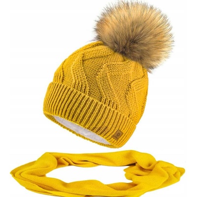 Fashionweek Dámská souprava čepice a šály WOOL-SET Hořčičný