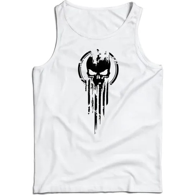 DRAGOWA Мъжки потник Череп, бял, 160 г/м2 (7922)