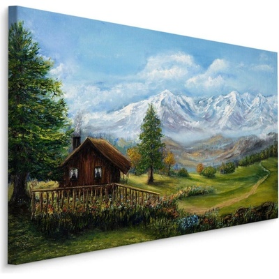 MyBestHome BOX Plátno Dům Na Pozadí Horské Krajiny Varianta: 100x70