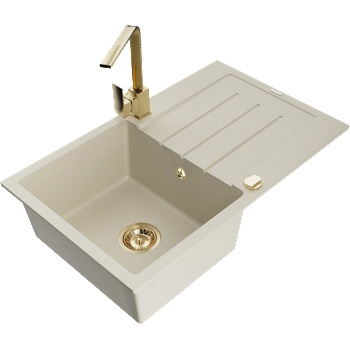 Mexen Bruno градинен мивка 1-камерна с отцедник и кухненски смесител Rita, бежов - 6513-69-670300-50 (6513-69-670300-50)