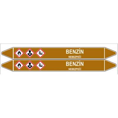 Značení potrubí, benzín,2 ks, 450 × 52 mm PZ 007929