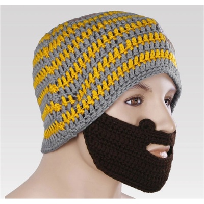 Beardo čiapka s fúzy sivá-žltá