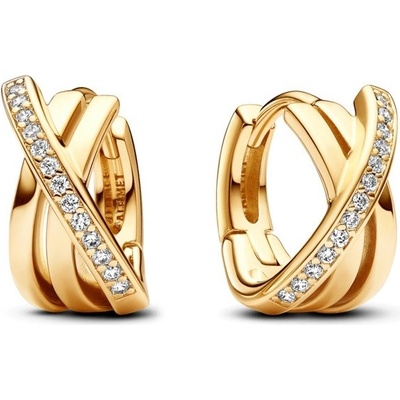 Pandora Pozlátené kruhové náušnice so zirkónmi Pavé Shine 263150C01