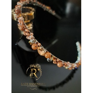 Radi handmade Дизайнерска диадема със слънчев камък и перли (969)