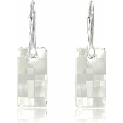 Swarovski Elements Urban krystal 20 mm Stříbrné náušnice visací bílé obdélníky 31278.1