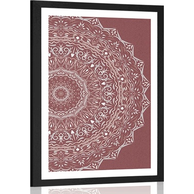 Plakát s paspartou Mandala ve vintage stylu v růžovém odstínu - 40x60 no frame