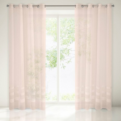 Takoy Záclona z matného etamínu zdobená pruhmi s lesklou mohérovou niťou-HF-361837 | 140 x 250 cm