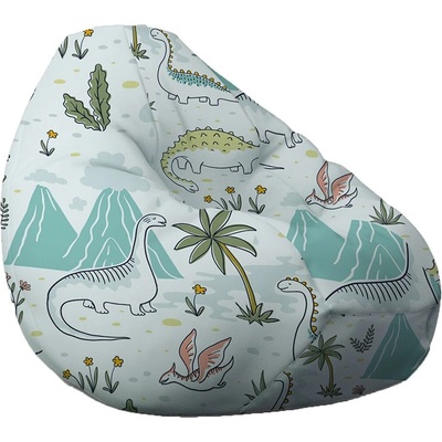 PUFRELAX Пуф круша, 320л. , Nirvana Grande, Dino Age, Водоустойчив, Перящ се калъф, Пълнеж от Полистиролни перли, принт, 8472 (PUF-G-NGR-TEXP-DIN)