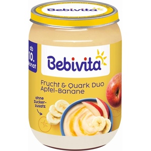 Bebivita Био плодово пюре дует Bebivita - Ябълка, банан и извара, 190 g, вид 2 (14408-02) - ozone