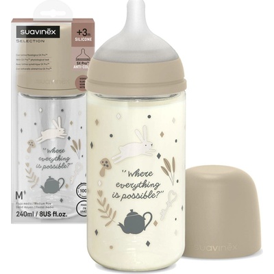Suavinex Wonderland láhev sklo fyziologická SX Pro MF krémová 240 ml