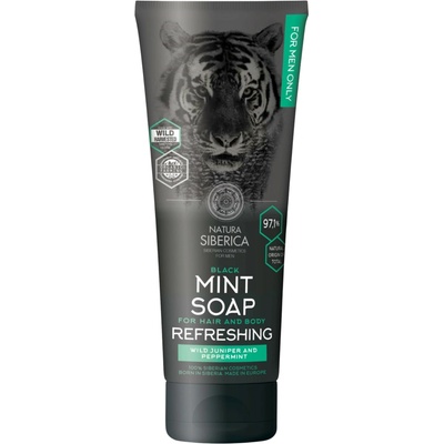NATURA SIBERICA Men Black Mint Soap For Hair and Body 200 ml