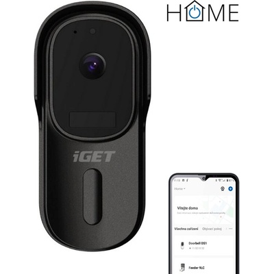 iGET HOME Doorbell DS1 Black - WiFi batériový videozvonček, FullHD, obojsmerný zvuk, CZ aplikácie 75020800