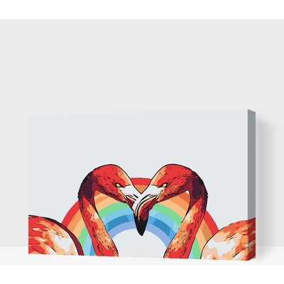 Vymalujsisam Malování podle čísel Plameňáci ve tvaru srdce