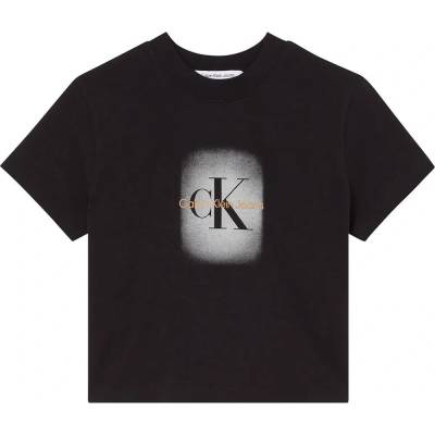 Calvin klein jeans Бебешка тениска Calvin Klein Jeans Spray Monologo Baby short sleeve T-shirt - Black