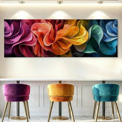 Obraz na plátně - Noc barevných květů FeelHappy.cz Velikost obrazu (šířka x výška): 90 x 30 cm