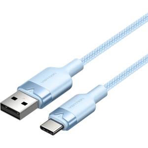 Vention USB-A 2.0/M - USB-C/M, 1 м, (син, 3A), кабел