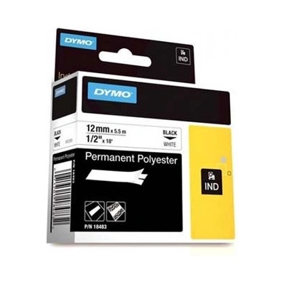 Dymo Rhino 18483, S0718210, 12mm x 5,5m čierna tlač / biely podklad, originálna páska