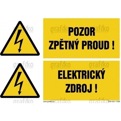 Pozor, zpětný proud/Elektrický zdroj, fólie 105x74, 3.8106.SB
