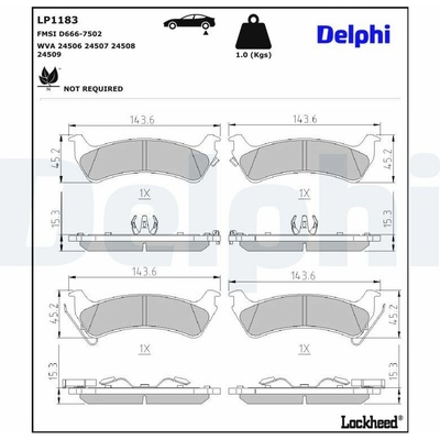 Sada brzdových platničiek kotúčovej brzdy DELPHI LP1183