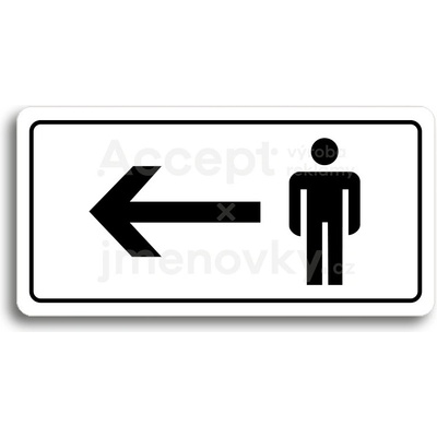 ACCEPT Piktogram WC MUŽI VLEVO - bílá tabulka - černý tisk