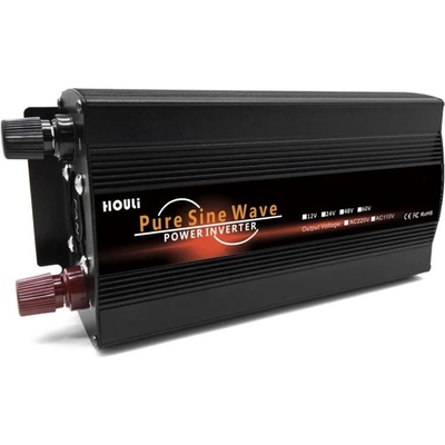 Houli Инвертор на енергия HOULI 12V към 230V, 800W/1600W, чиста синусоидална вълна, 1 гнездо (HPZD0008U 12V/50Hz/230V/EU)