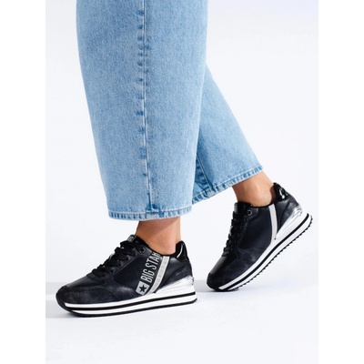 Big Star Shoes Módní tenisky dámské bez podpatku černé