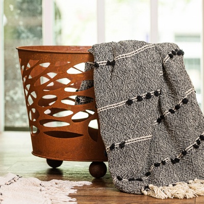 Homestyling Deka se střapci bavlna béžová 130x170