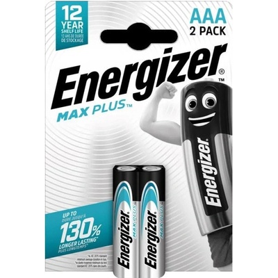 Energizer Батерии алкални Energizer Max Plus, AAA, LR03, 1.5V, 2бр. в опаковка (E303320501)