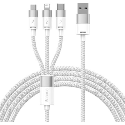 Baseus 040527 StarSpeed USB, USB-C + micro USB + Lightning, 3,5 A, 1,2m, bílý