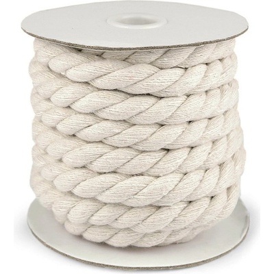 Prima-obchod Bavlněná šňůra kroucená Ø15 mm macrame, barva režná světlá
