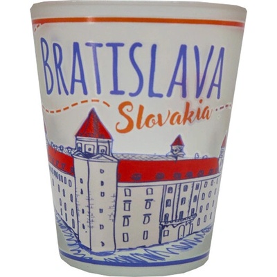 Panák štamprle Bratislavský hrad a nápis Bratislava průhledný 40 ml