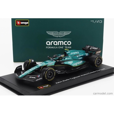 Bburago Aston martin F1 Amr23 Team Aramco Cognizant N 14 Season 2023 Fernando Alonso With Pilot And Showcase Zelená 1:43