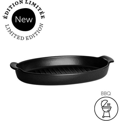 Emile Henry Керамична тава за печене на риба emile henry bbq оребрена - 42 х 25 см - цвят трюфел (eh 1443-71)