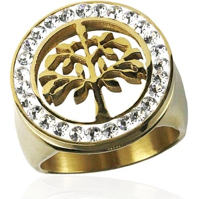 BM Jewellery Dámský prsten strom života gold z chirurgické oceli S289130