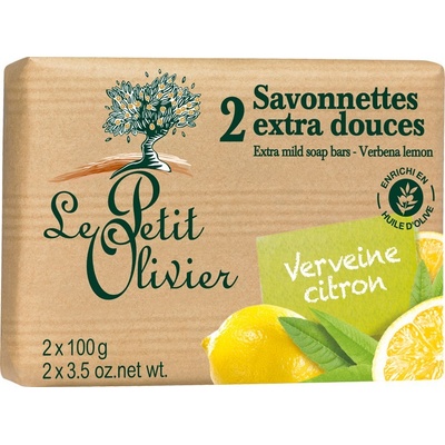 Le Petit Olivier extra jemné mydlo Verbena a citrón 2 x 100 g