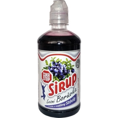 CukrStop Sirup se sladidly z rostliny stévie lesní borůvka 650 g