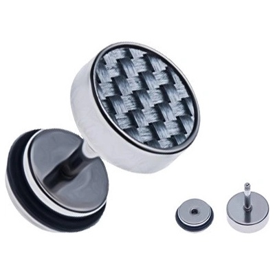 Šperky eshop falešný piercing do ucha z oceli karbonový vzor PC29.16