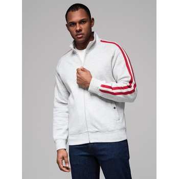 Ombre Clothing Мъжки суитшърт с висока яка и ленти - сив меланж Ombre Clothing | Siv | МЪЖЕ | S