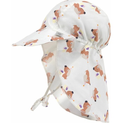 Detský klobúk Lassig Sun Protection Flap Hat biela hnedá
