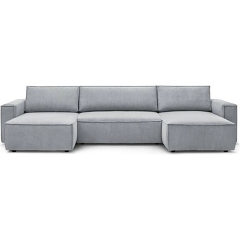 Bobochic Светлосив велурен U-образен разтегателен диван Nihad - Bobochic Paris (102679)