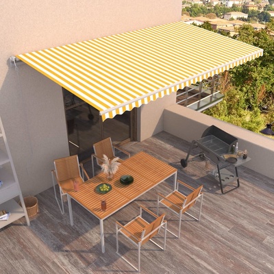 VidaXL Automatická zatahovací markýza 600 x 350 cm žlutobílá