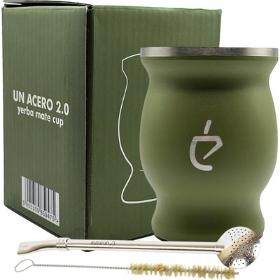 PijuMate Set Un Mate Jungle Zelené nerezové matero bombilla a čistící štěteček 230 ml