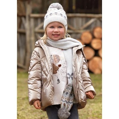 MAYORAL Ватирано метализирано яке с качулка в бежово Майорал