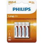 Philips R03L4B-10 Batteries PHILIPS Zinc-Chloride R03 AAA Longlife 4 Pcs. Blister (R03L4B/)