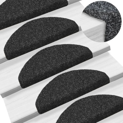 vidaXL Самозалепващи стелки за стъпала, 15 бр, 65x21x4 см, черни (132698)