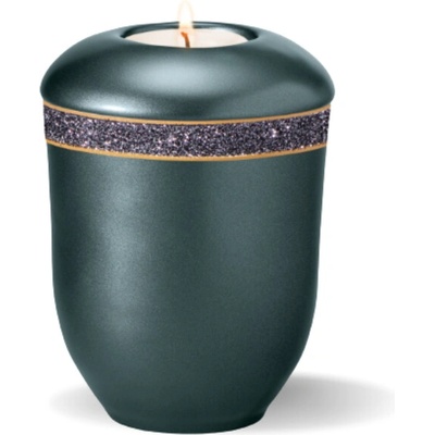 Keramická mini urna Glitter - Čierna/Smaragdová