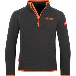 TROLLKIDS Детски поларен пуловер Trollkids Kid's Nordland Half Zip Fleece jumper - Black / Flame Orange - размер 92 (EU) (704-1727-2711)