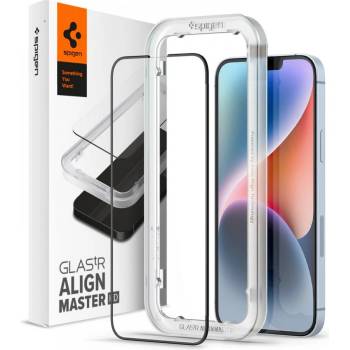 Spigen Стъклен протектор за iPhone 13 / 13 Pro / 14 / 16e от Spigen ALM Glas. TR Slim - Черен (8809811853773)
