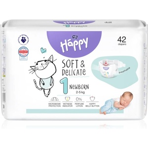 Bella Baby Happy Soft&Delicate еднократни пелени с каналчета Newborn 2-5 kg 42 бр