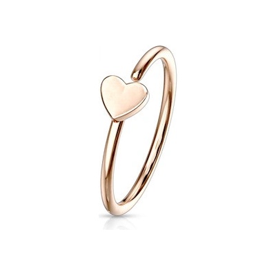 Šperky4U zlacený piercing do nosu ucha kruh se srdíčkem N0054-RD